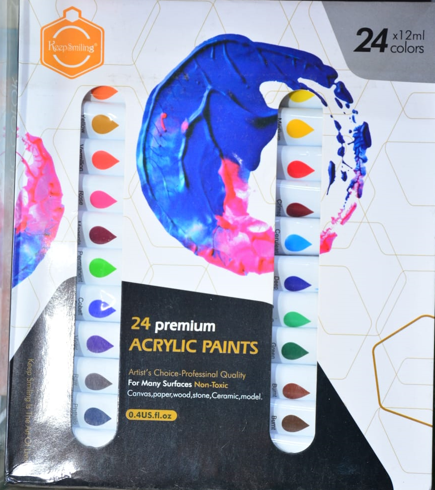 24 Premium Acrylic Paints  24 x 12 ml  Brand: Keepsmilling
