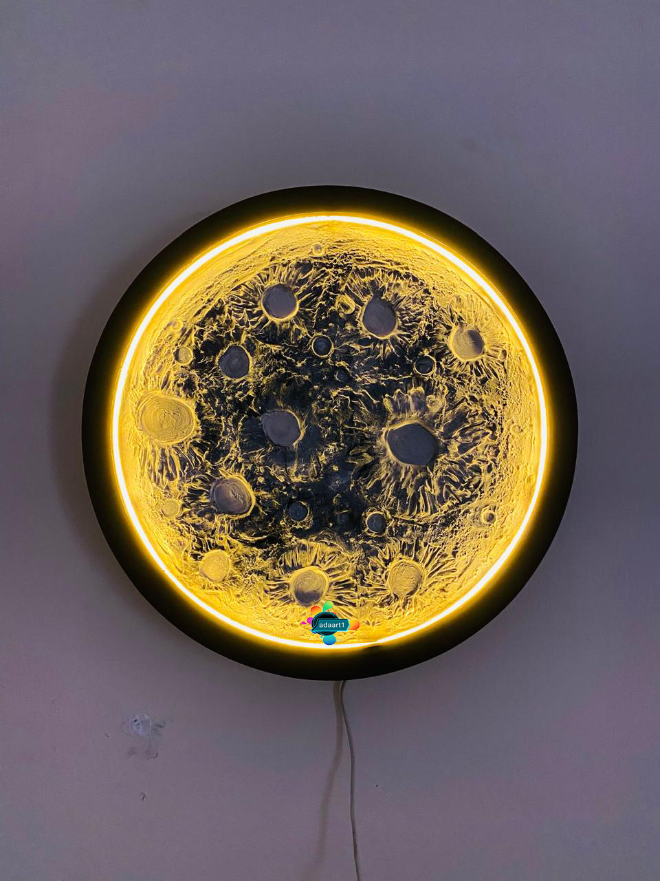 Resin Art Moon Art Lamp with Texture Art
