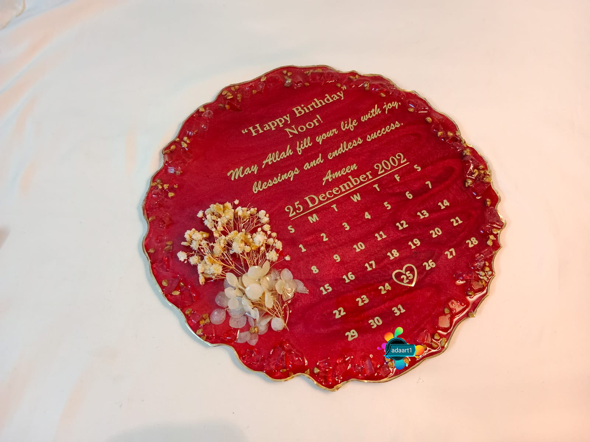 Resin Art Plaque with acrylic stand (HBD Calendar)