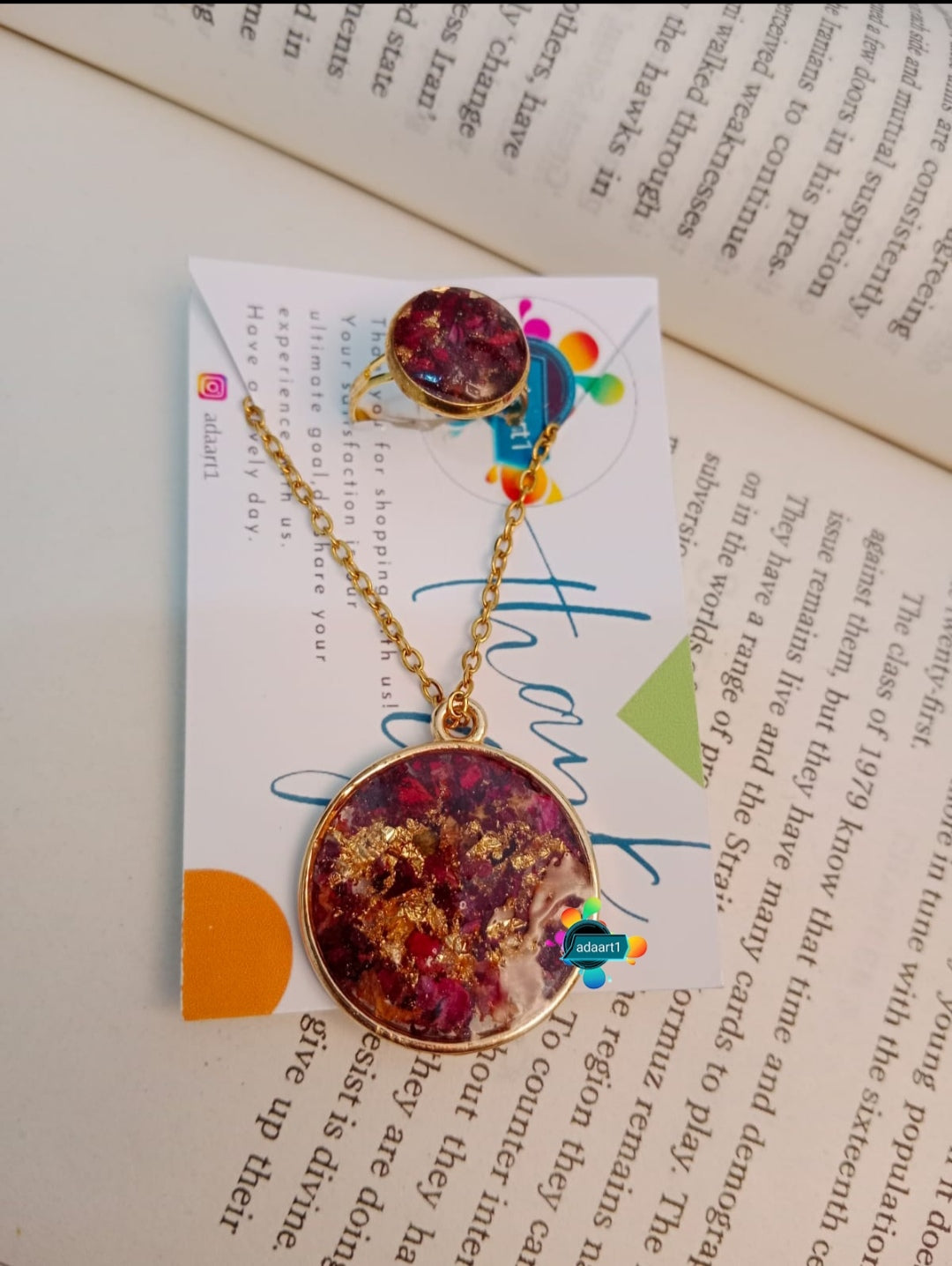 Resin Art Pendent and Ring