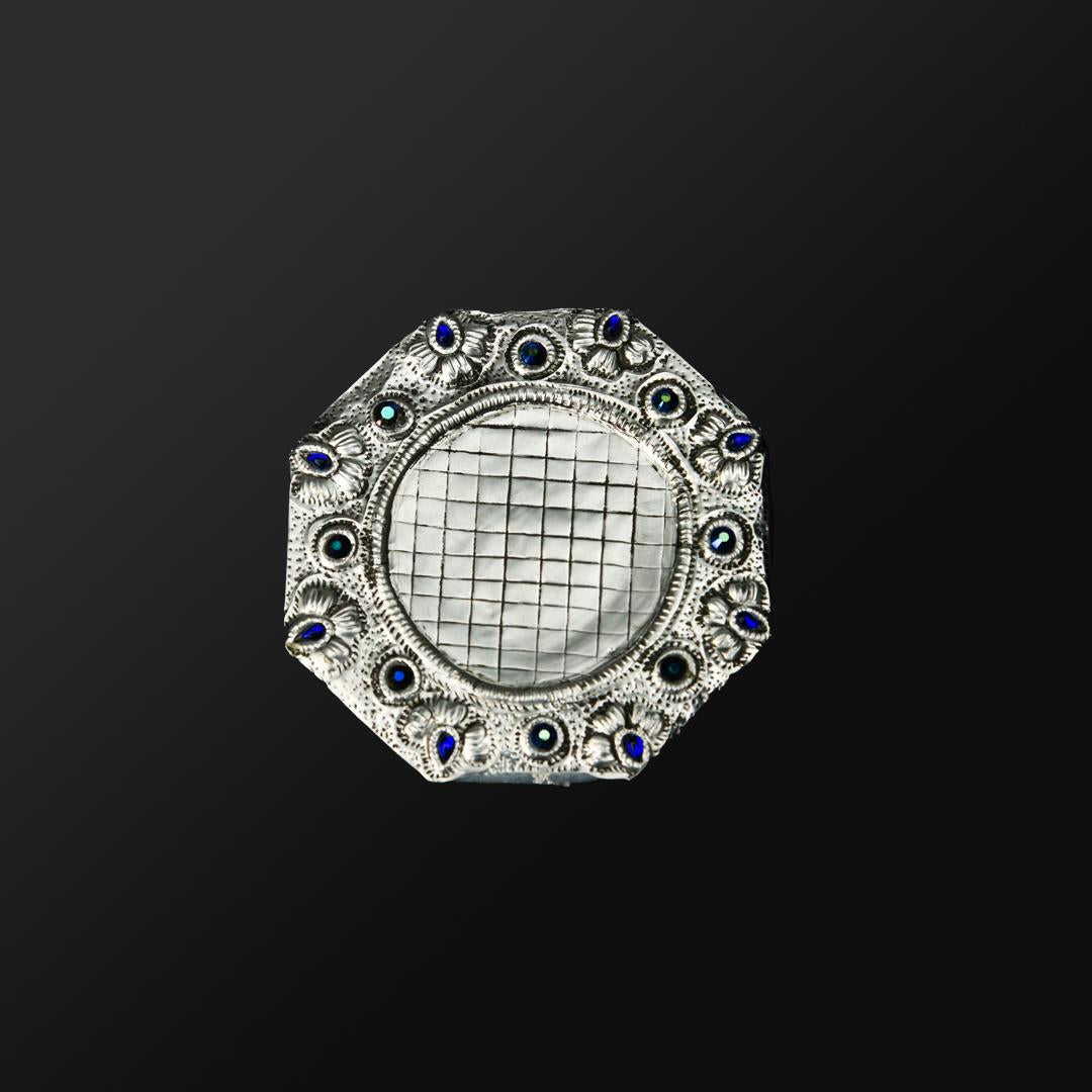 METAL GLASS COASTER SILVER OCTAGONAL