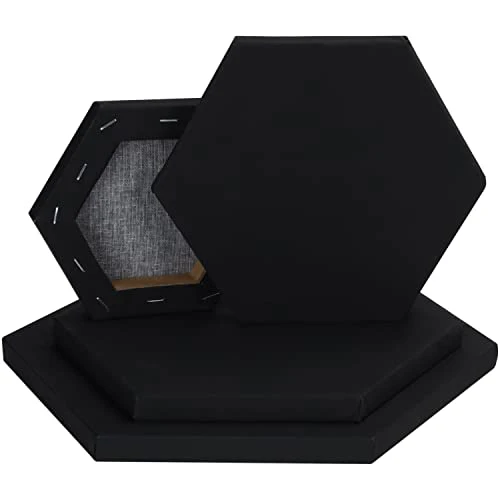 Stretched Canvas Cotton imported Black color Round Hexagonal